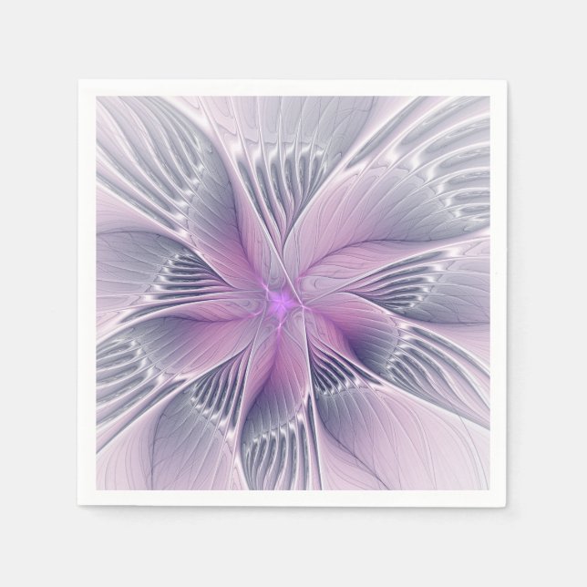 Guardanapo De Papel Bonito Flor Rosa Moderna Abstrato de Arte Fractal (Frente)