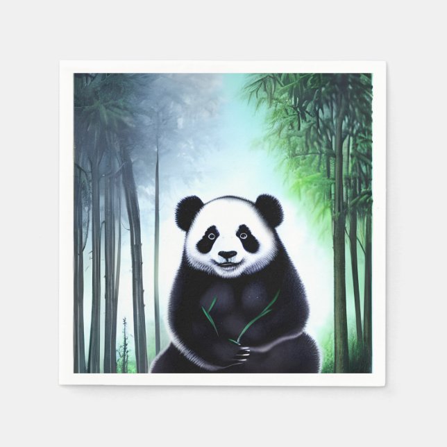 Guardanapo De Papel Bonito, Fofinho Pequeno Urso de Panda (Frente)