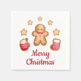 Guardanapo De Papel Bonito Gingerpão Homem Feliz Natal