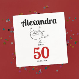 Guardanapo De Papel Bonito Humor Gato Dançando Desenho Preto E Branco