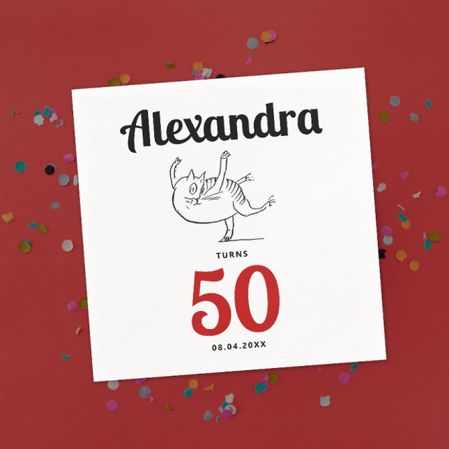 Guardanapo De Papel Bonito Humor Gato Dançando Desenho Preto E Branco (Criador carregado)