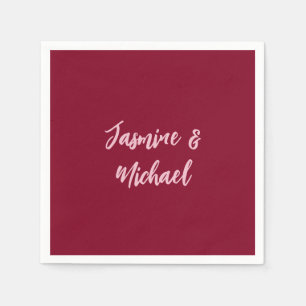 Guardanapo De Papel Bonito Minimalista Burgundy Red Calliografia Nome