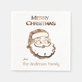 Guardanapo De Papel Bonito Pai Natal Dourado Glitter