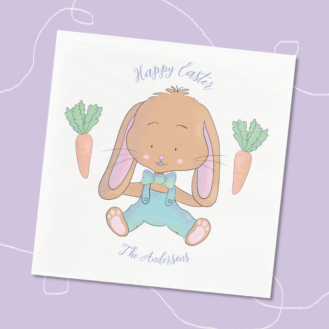 Guardanapo De Papel Bonito Papel de Páscoa Coelho de Aquarela (Cute watercolor bunny Easter paper napkin .)