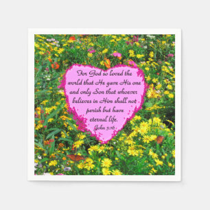 GUARDANAPO DE PAPEL BONITO PINK FLORAL JOHN 3:16 FOTO DESIGN