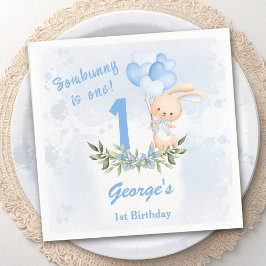 Guardanapo De Papel Bonito primeiro aniversario Azul Garoto Verde Prim
