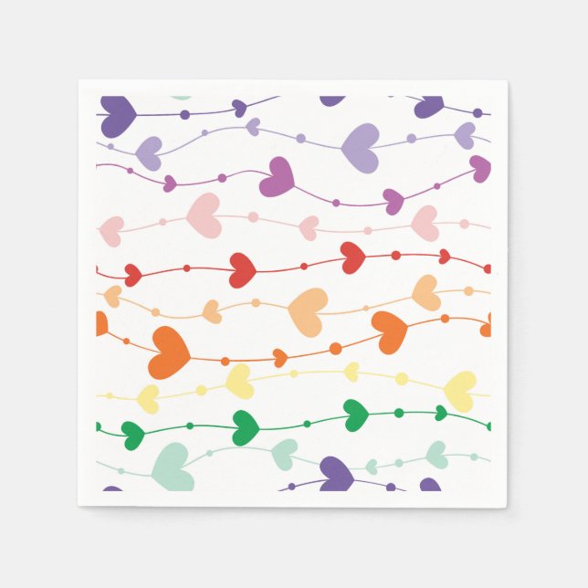 Guardanapo De Papel Bonito Rainbow Hearts Pattern Kids (Frente)