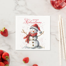 Guardanapo De Papel Bonito Snowman Winter Watercolor Feliz Natal
