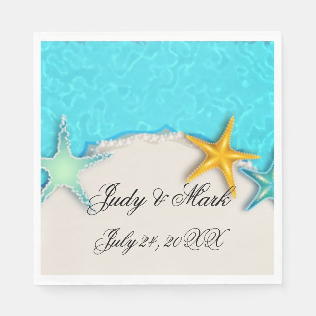 Guardanapo De Papel Bonito Starfish Summer Beach Paper Napkins (Frente)