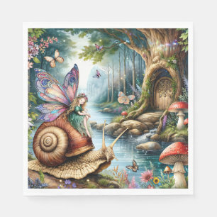 Guardanapo De Papel Bonito terra de fadas com caracol e borboletas bon