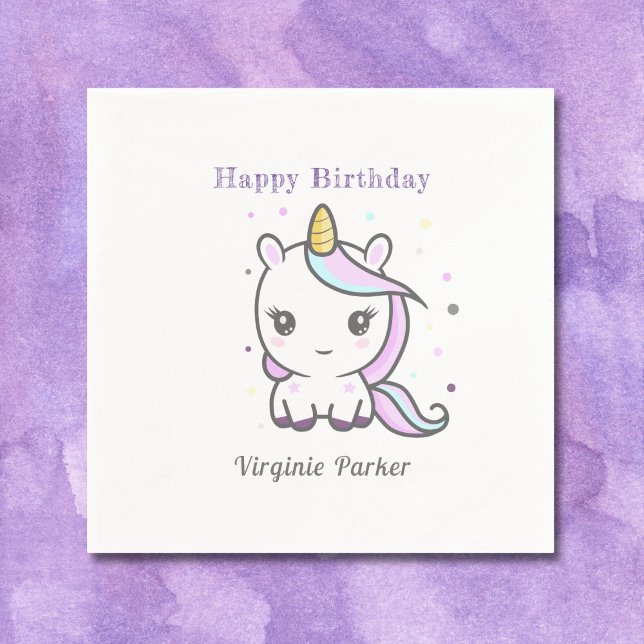 Guardanapo De Papel Bonito Unicórnio Birthday Napkins (Cute Unicorn Birthday Napkins)