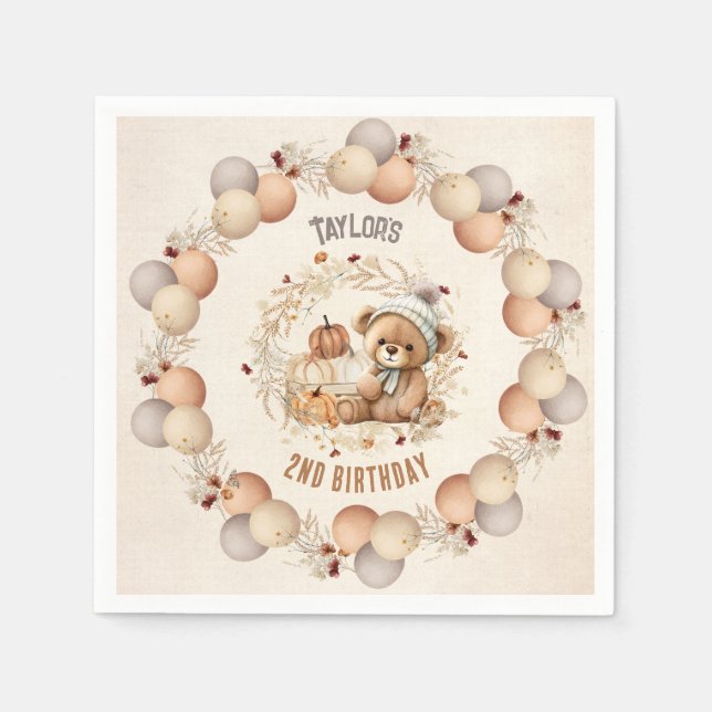 Guardanapo De Papel Bonito Urso de Teddy Cai Papagaio de Aniversário N (Frente)