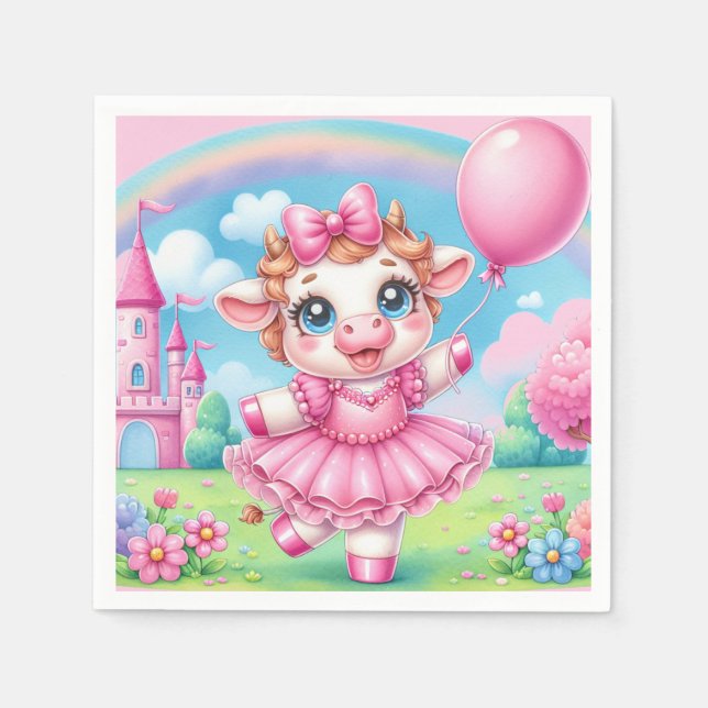 Guardanapo De Papel Bonito vaca Ballerina (Frente)