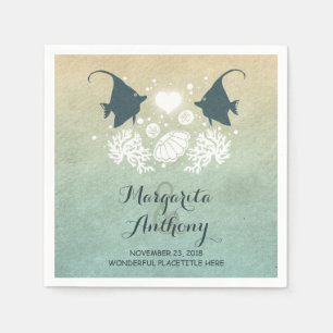 Guardanapo de papel bonitos de casamento de praia