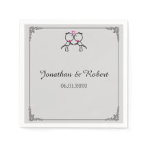 Bonitos Dois Salões Beijando Casamento de Gay Napk