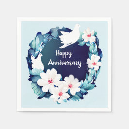 Guardanapo De Papel Bonitos Doves Brancos Floral Wreath