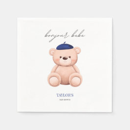 Guardanapo De Papel Bonjour Bebe Chá de fraldas francês de Urso de Aqu