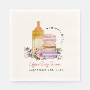 Guardanapo De Papel Bonjour Bébé French Macarons & milk Chá de fraldas
