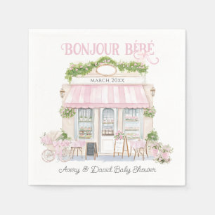 Guardanapo De Papel Bonjour Bebe Rosa Parisiense Café Chá