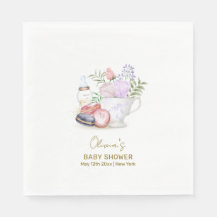 Guardanapo De Papel Bonjour Floral Macarons milk Tea Chá de fraldas