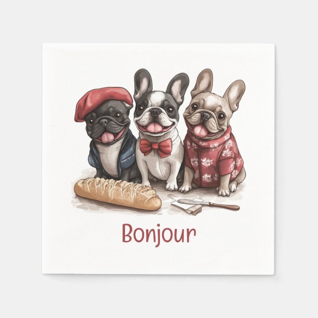 Guardanapo De Papel Bonjour French Bulldogs (Frente)