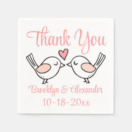 Guardanapo De Papel Bons Pássaros De Amor Rosa Obrigado Pássaros De Am