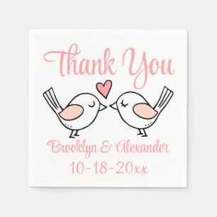 Guardanapo De Papel Bons Pássaros De Amor Rosa Obrigado Pássaros De Am