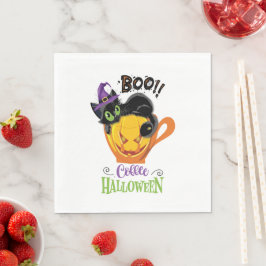 Guardanapo De Papel Boo Black Cat, Assustador Pumpkin Café Halloween