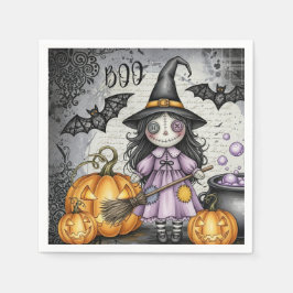 Guardanapo De Papel Boo & Bruxa Fofa e lanternas