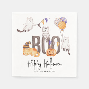 Guardanapo De Papel Boo Cute Kid's Happy Halloween Cats Ghosts Party
