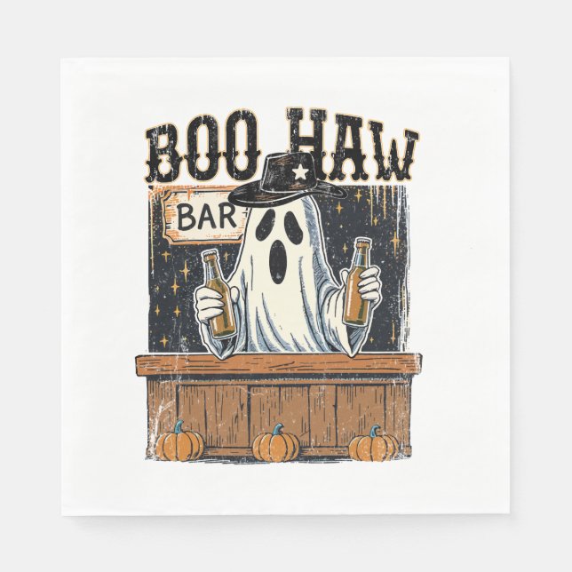 Guardanapo De Papel Boo Haw Retro Western Halloween (Frente)