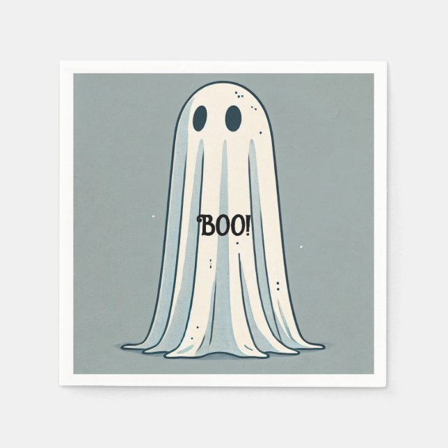 Guardanapo De Papel BOO! Lençol Fantasma Vintage Verde Festa de Hallow (Frente)