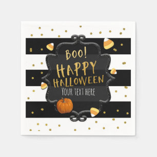 Guardanapo De Papel BOO! Listras Pretas e Brancas de Candy Corn Hallow