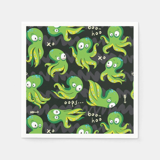 Guardanapo De Papel Boo Octopus Green Kids Clothing & Décor (Frente)