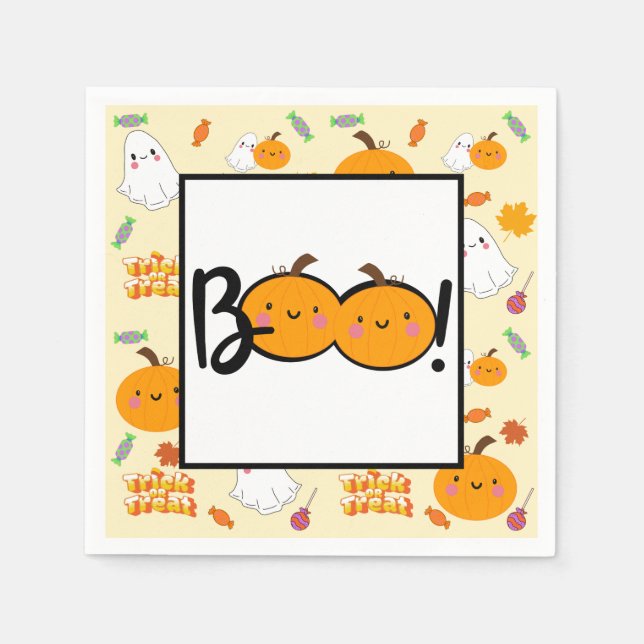 Guardanapo De Papel Boo Pumpkin Halloween Party Napkins (Frente)