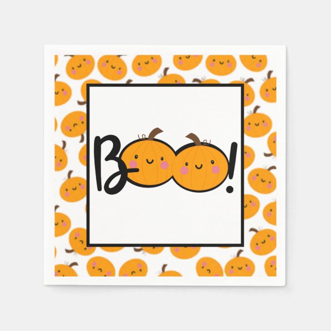 Guardanapo De Papel Boo Pumpkin Halloween Party Napkins (Frente)
