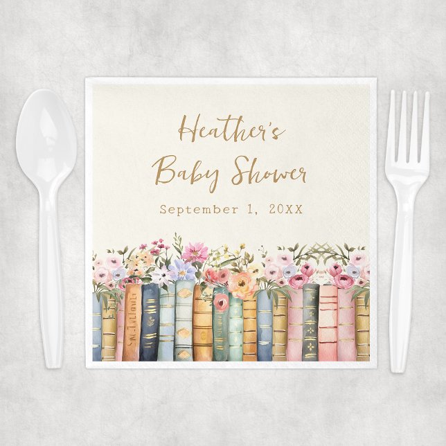 Guardanapo De Papel Book Baby Napkin (Wildflower Books Baby Shower Napkin by Painted Paperie
)