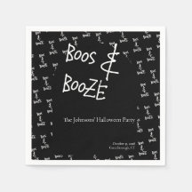 Boos e Booze Festa de Halloween Preta e Branca