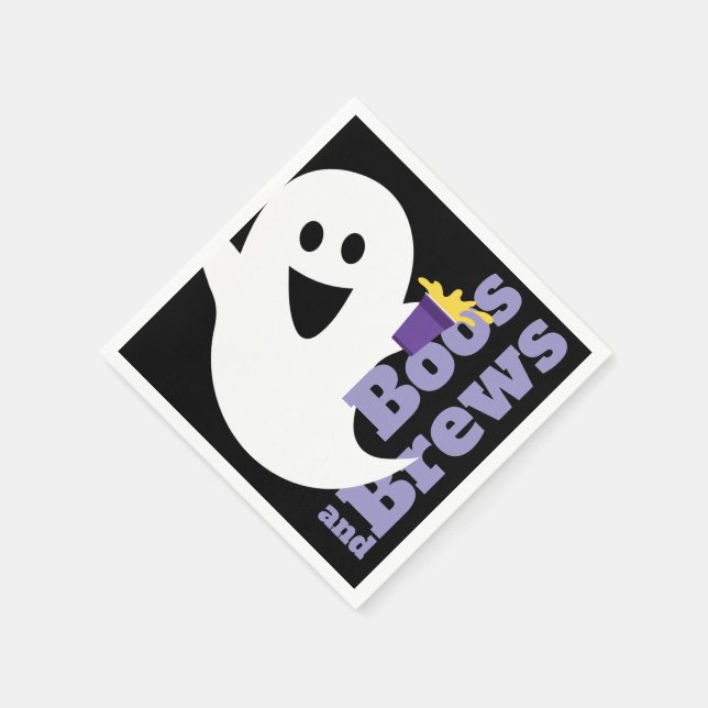 Guardanapo De Papel BOOS e BREWS, Designer Halloween, Fantasma em Pret (Canto)