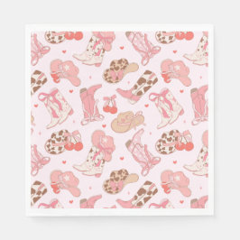 Guardanapo De Papel Boot Girls Paper Napkin, Cowboy Rosa