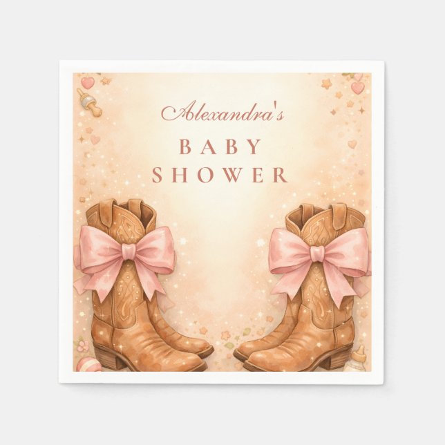 Guardanapo De Papel Boots And Bows Western Baby Shower (Frente)