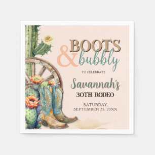 Guardanapo De Papel Boots and Bubble Cactus Rodeo Aniversário