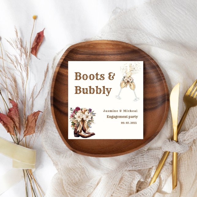 Guardanapo De Papel Boots & Bubble Boho Western festa de noivado (Criador carregado)