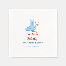 Guardanapo De Papel Boots & bubbly champagne bottle bridal shower blue