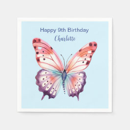 Guardanapo De Papel Borboleta de aquarela rosa-púrpura e azul