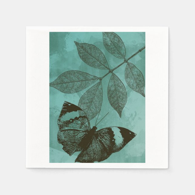 Guardanapo De Papel Borboleta de Folhas Verdes (Frente)