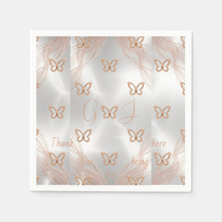 Guardanapo De Papel Borboleta em Dourado Rosa Personalizado