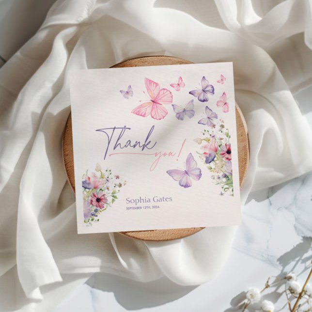 Guardanapo De Papel Borboleta Flor Silvestre Obrigado  (Criador carregado)