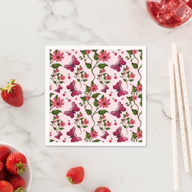 Guardanapo De Papel Borboleta Floral Midnight Bloom (Insitu)