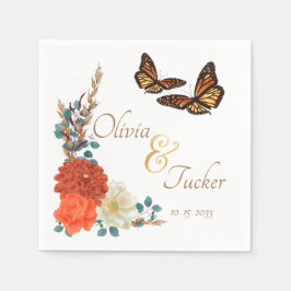 Guardanapo De Papel Borboleta Monarca Queda Fall Marfim Floral Persona